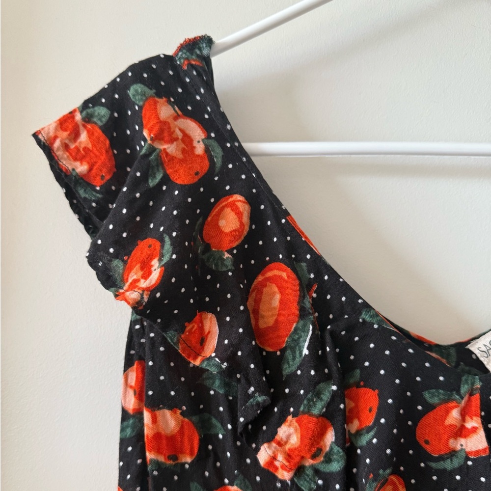 Sacred Hawk Peach Print Ruffle Mini Dress - Picture 3 of 9